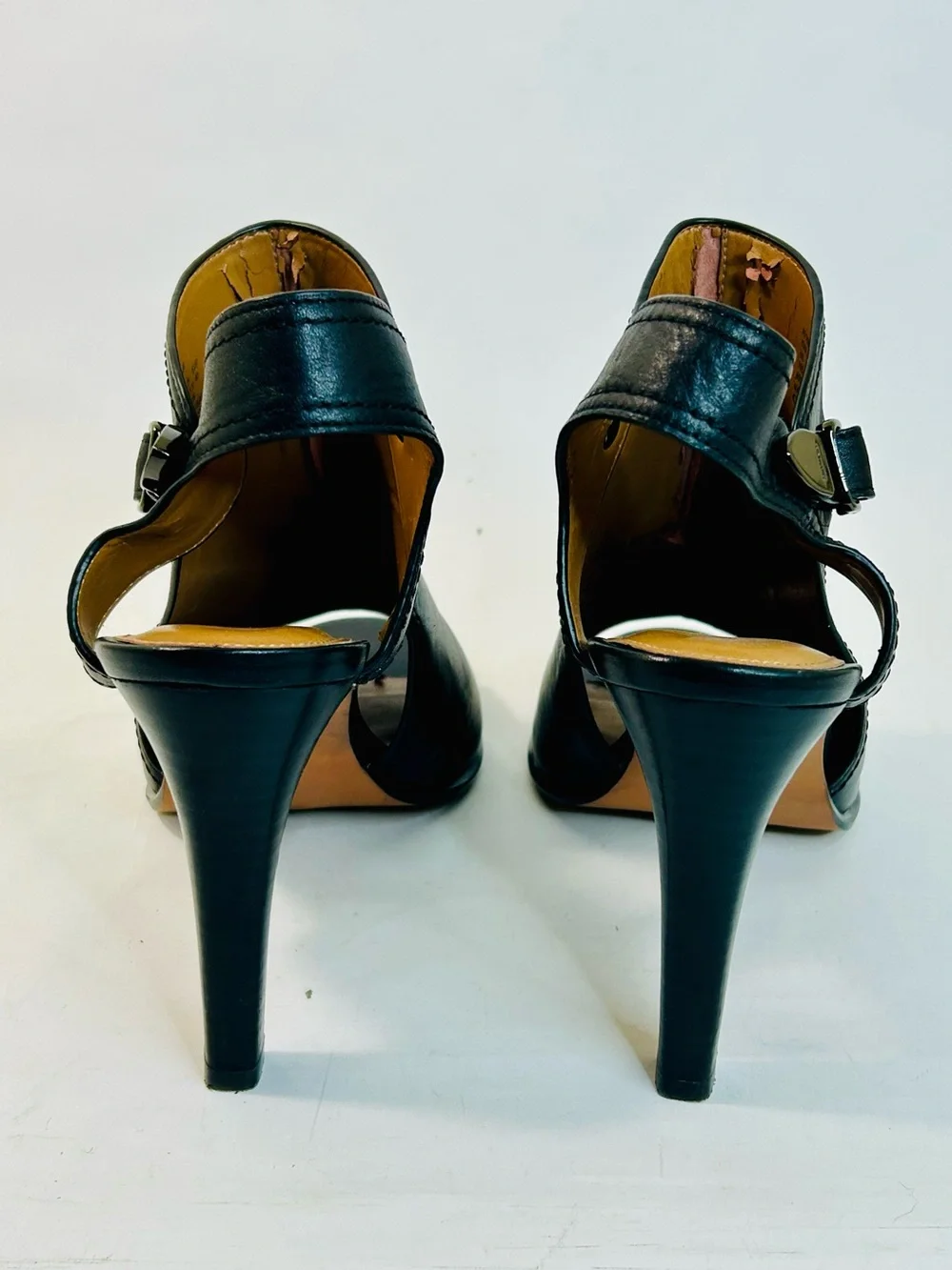 Coach Black Leather High Heel Sandal “Iona” size 10